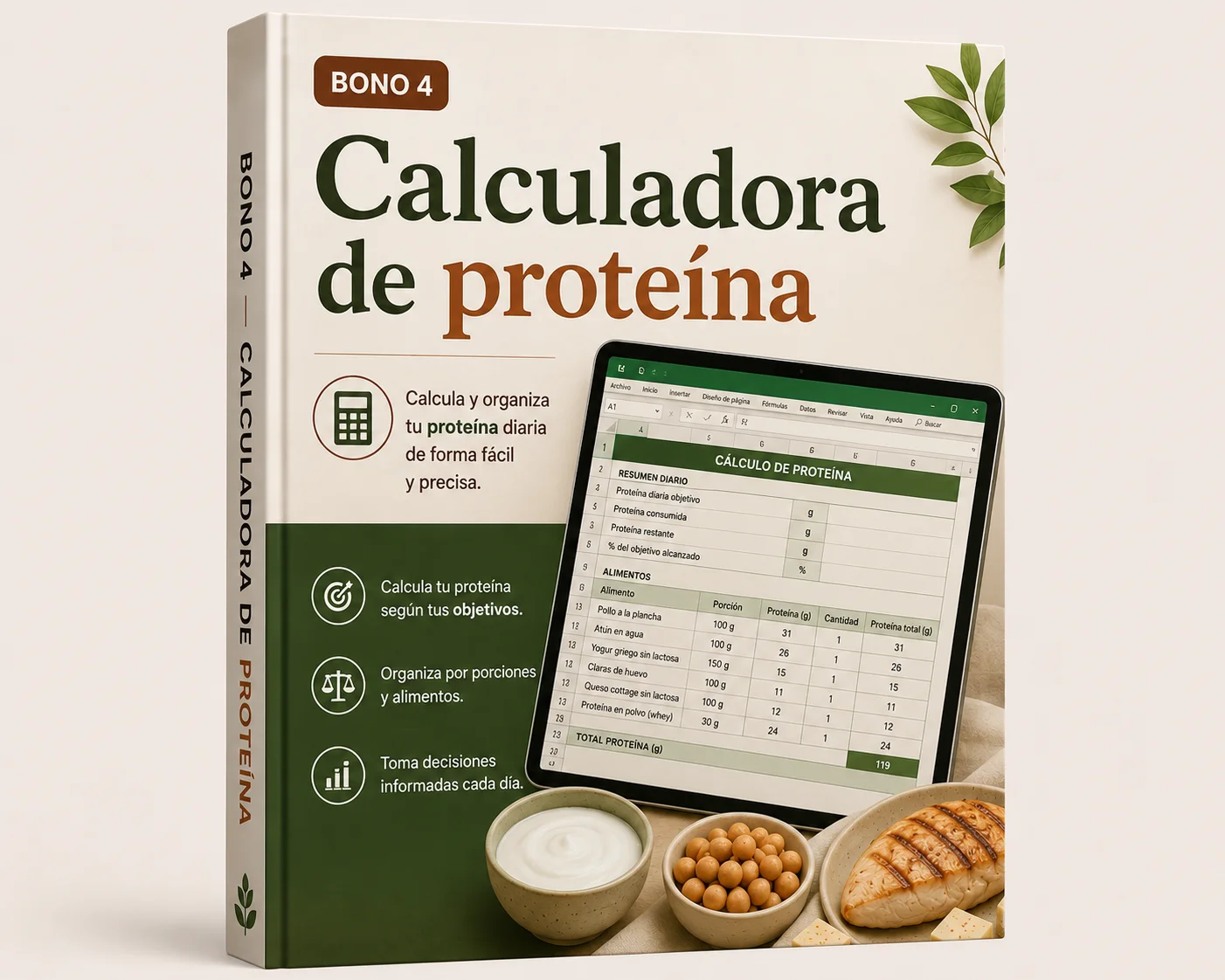Mockup del Bono 4: Calculadora de proteína
