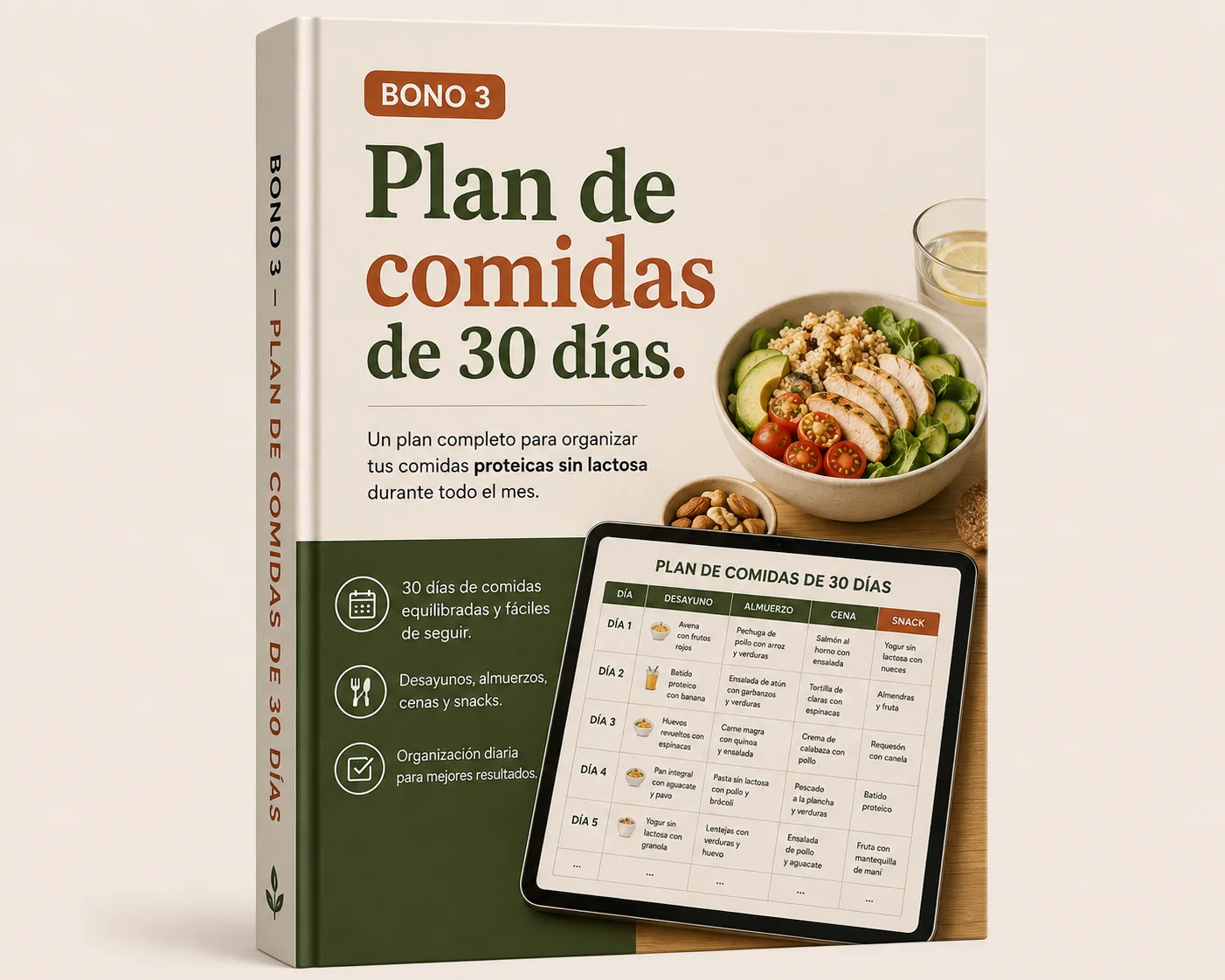 Mockup del Bono 3: Plan de comidas de 30 días